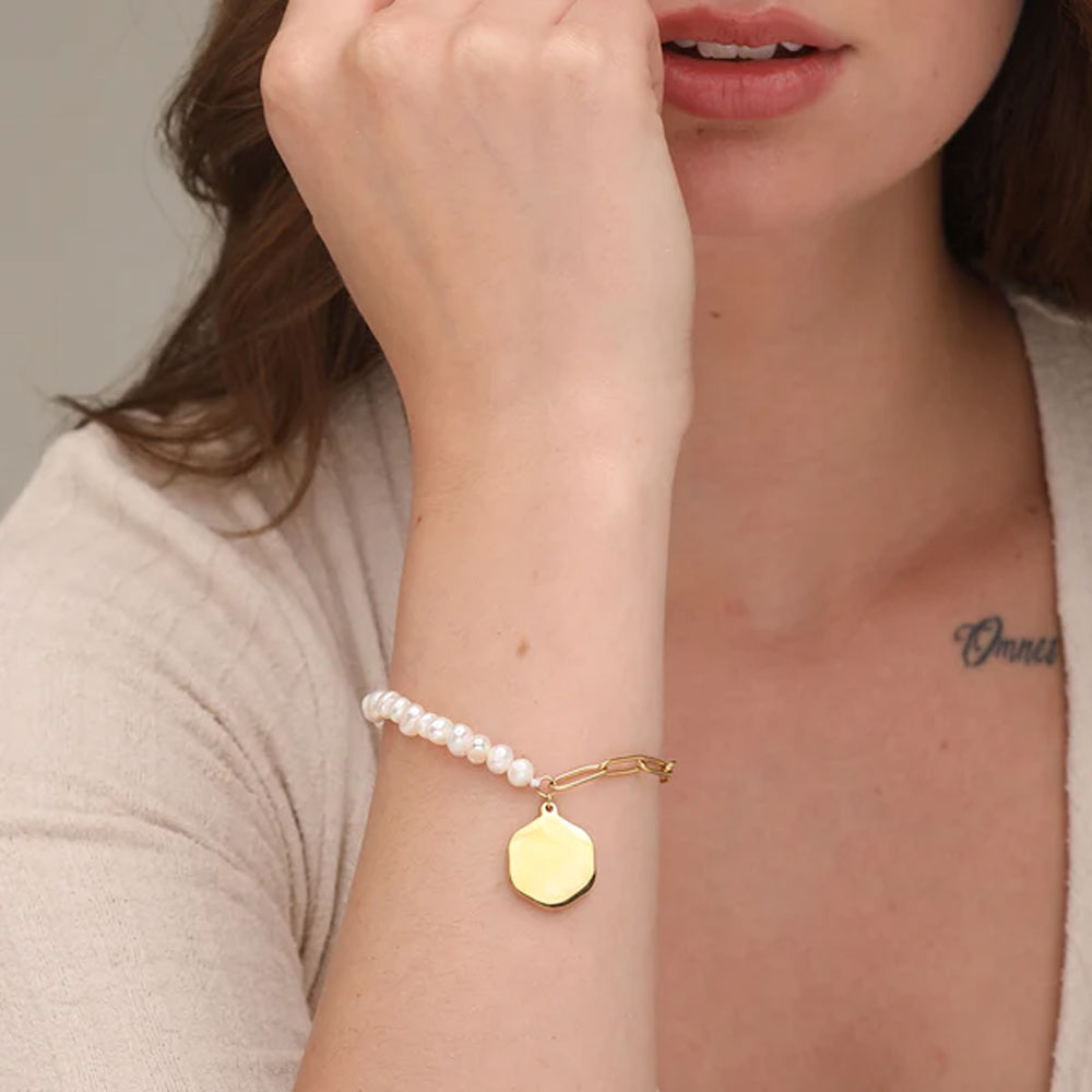Pearl Chain Charm Bracelet