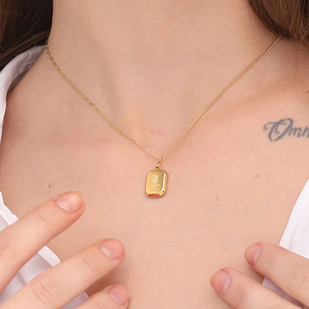 Engraved Rose Necklace