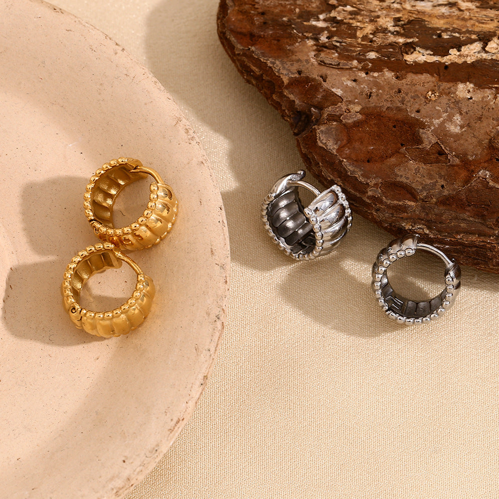 Chunky Hollow Silver Hoop Earrings