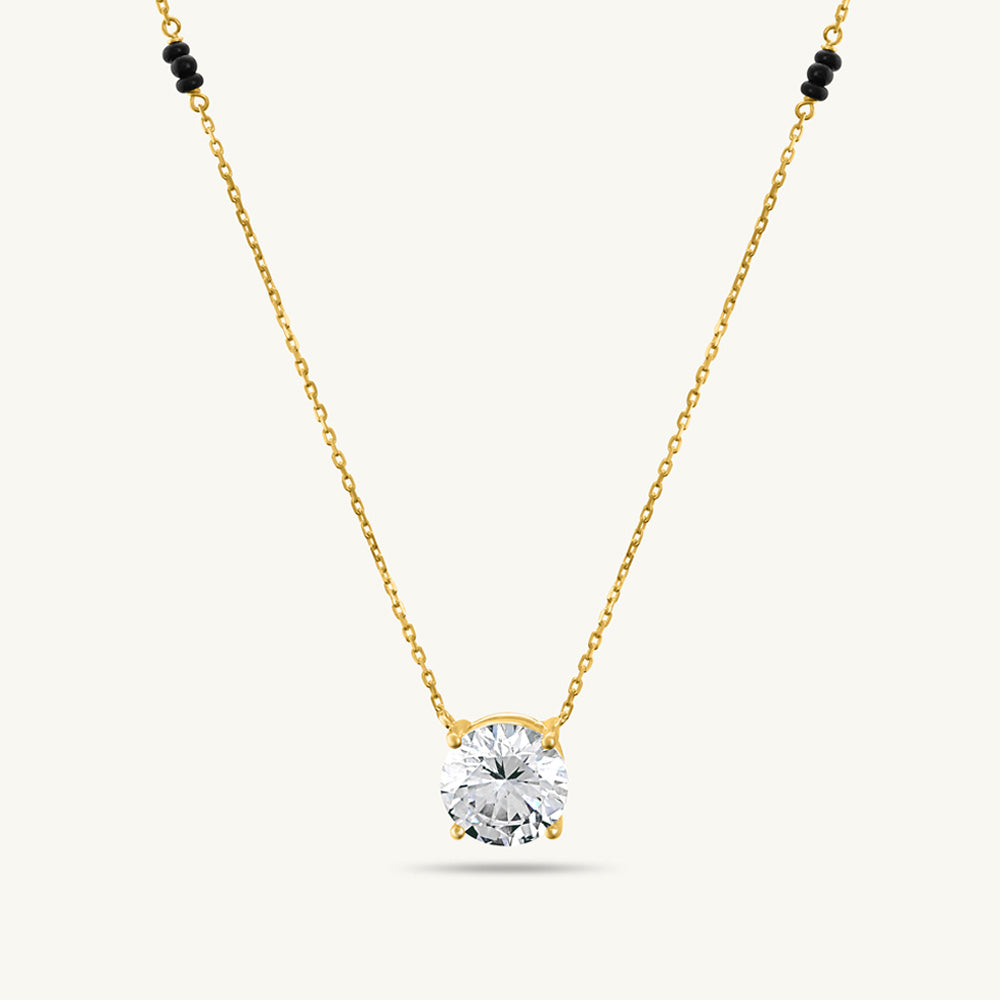 Royal Solitaire Diamond Mangalsutra | BIS Hallmarked | 18k Gold Vermeil
