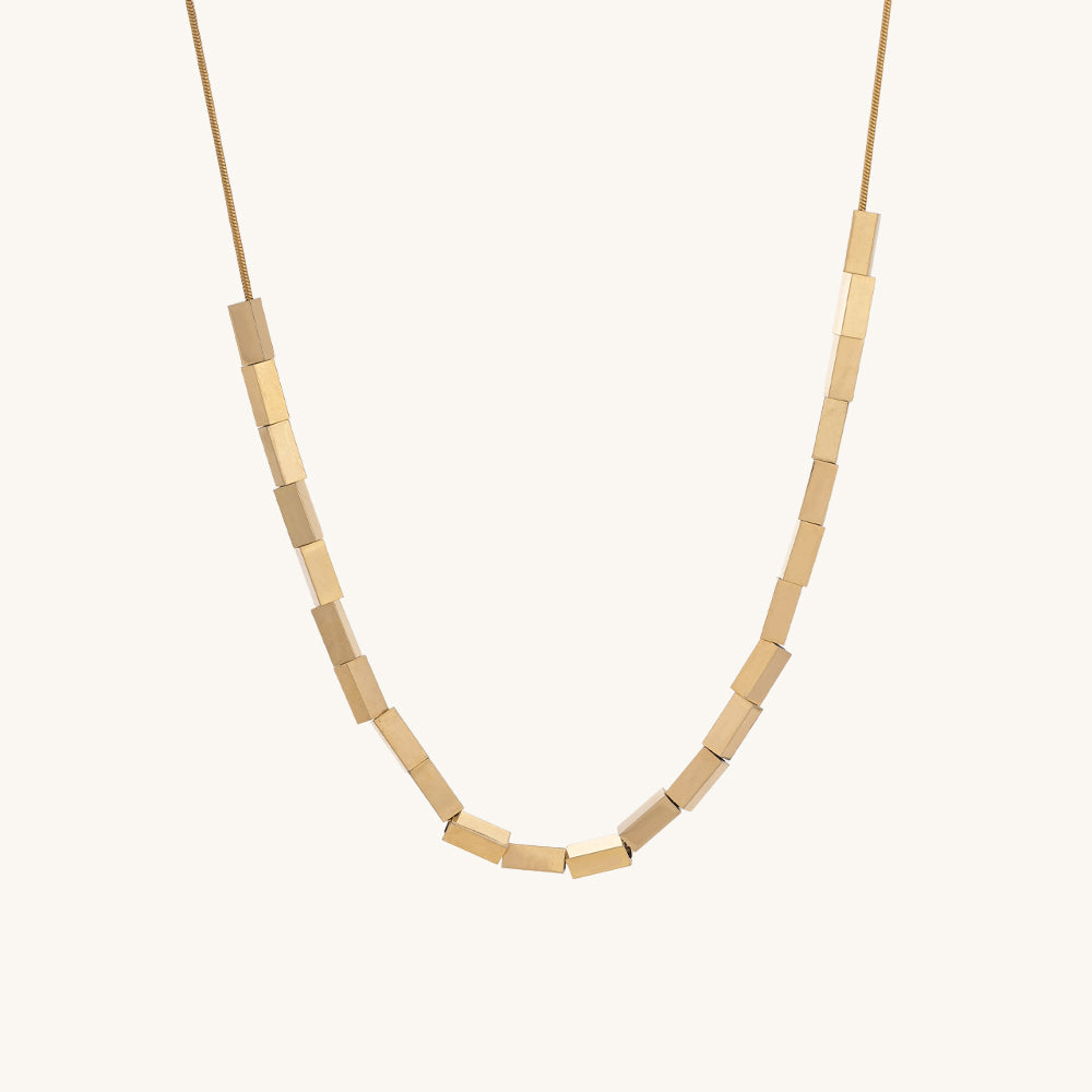 Cuboid Metalic Beads Necklace