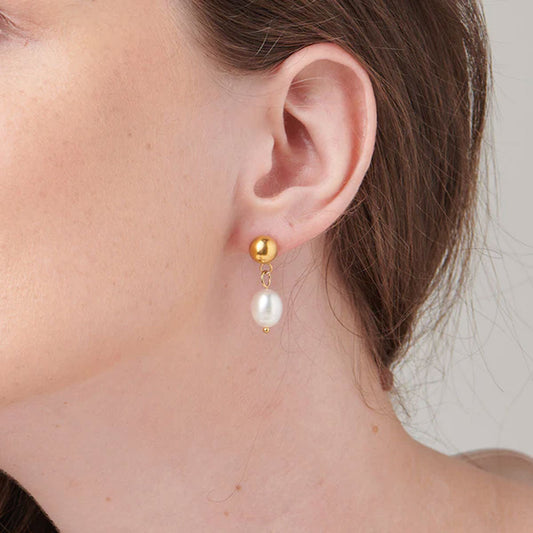 Pearl Crown Dangle Earrings