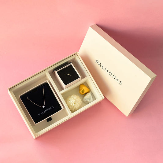 Delicate Diamond Studded Necklace & Dainty Solitaire Ring Gift set