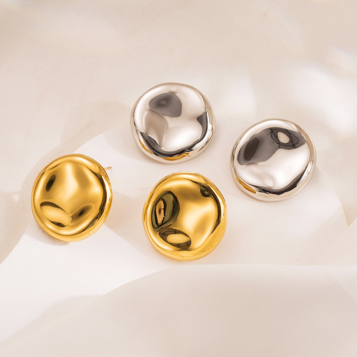 Classic Round Silver Stud Earrings