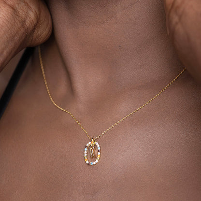 Colourful Stones Initial Necklace- 18k Gold Vermeil