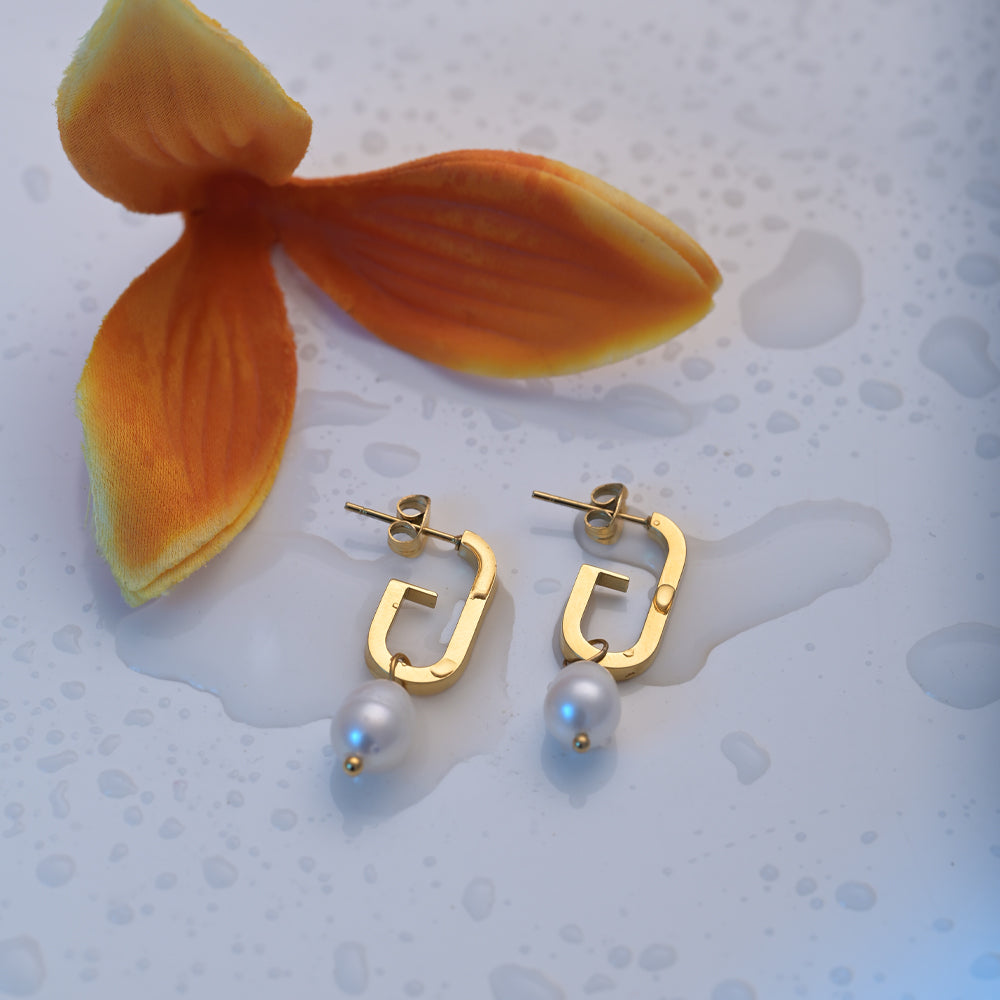 Bold Pearl Dangle Earrings
