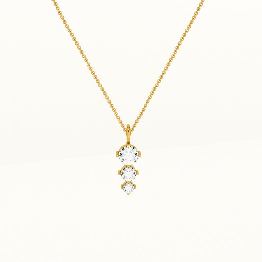 Diamond Trio Lab Grown Diamond ~ 14k Gold Pendant without Chain