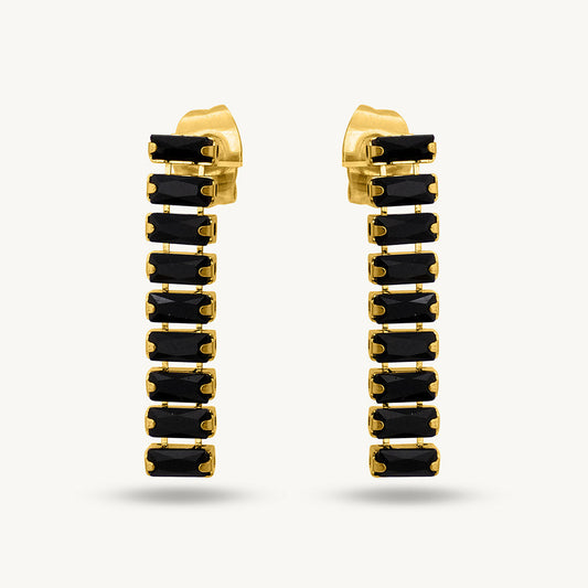 Black Emerald Drop Earring